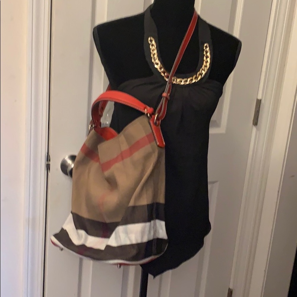 Burberry satchel with detachable pouch w/ dust bag
